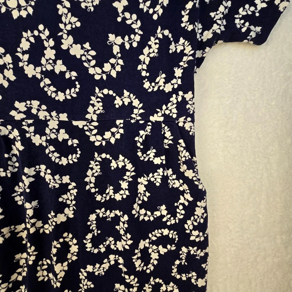 Boden Soft Jersey Navy Midi Dress Sz 10R Boho Comfort Celestial Coastal Tropical